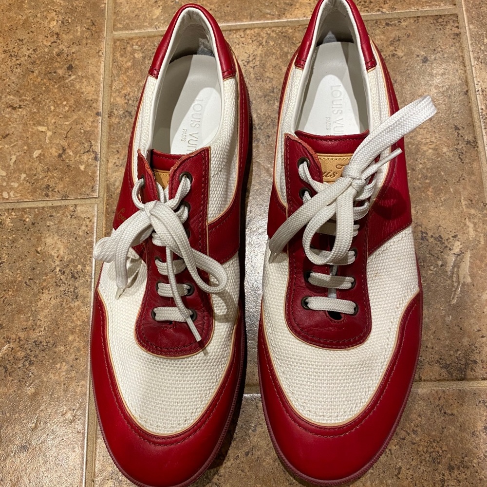 Authentic Louis Vuitton Red & White Shoes